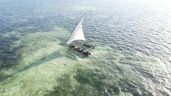 Boats in the Ocean Near the Coast of Zanzibar Tanzania Slow Motion