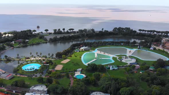 Park Tierra Santa, Aquapark, Playground, Lake (Buenos Aires) aerial view