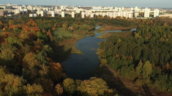 Autumn Landscape in Loshitsky Park in Minsk