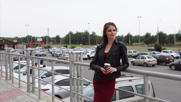 Pretty Girl Having Coffee Break Outside