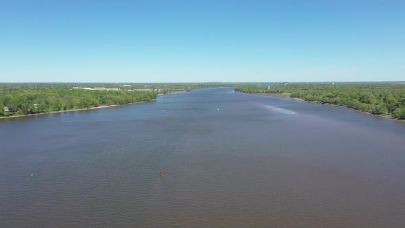 Aerial going over River