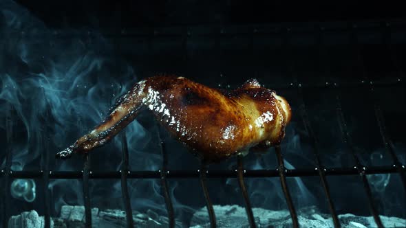 Grilling BBQ Chicken Wings in ultra slow motion 1500fps on a Wood Smoked Grill - BBQ PHANTOM 004