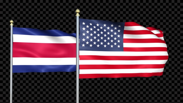 Costa Rica And United States Two Countries Flags Waving
