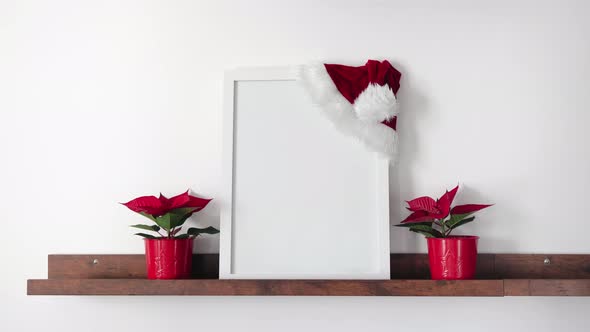 Image of Mock Up Scene with White Picture Frame for Christmas