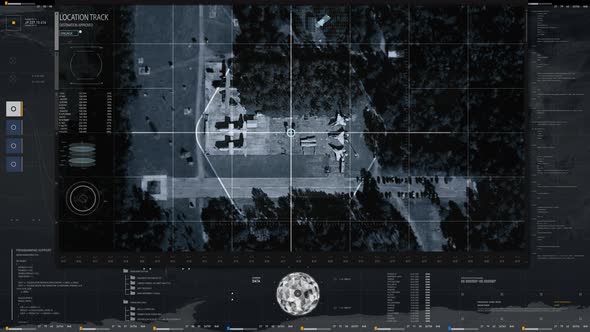 UI of the military satellite camera finding the broken military planes location alt