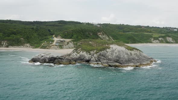 Clean Sea Waves And Rocks Aerial View