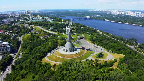 Aerial View of the Mother Motherland Monument in Kiev