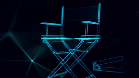 directors chair hologram Close up 4k