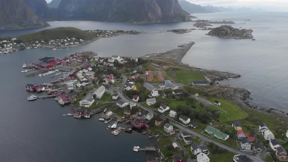 Aerial view of coastal town