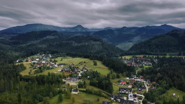 Aerial Timelapse Mountain Village