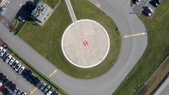 Top Down View of a Helicopter Landing Pad, Slow Drone Moving Forward