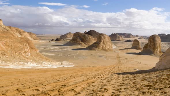 Wide view of the Valley of Agabat, White Desert, Egypt.