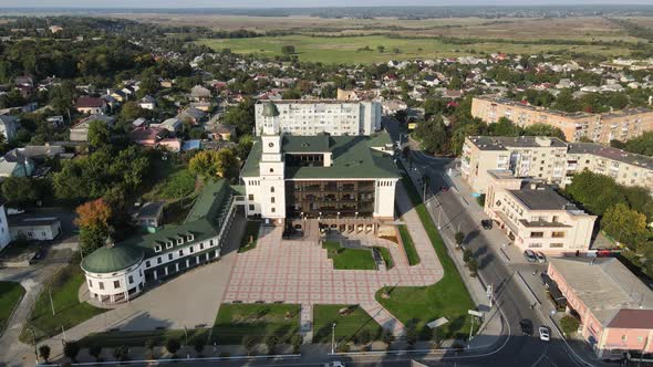 Aerial Shot The City Ostroh. Academy National University. Ukraine