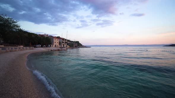 Beautiful view of the beach in Sumartin Brac Island Croatia with the sunset