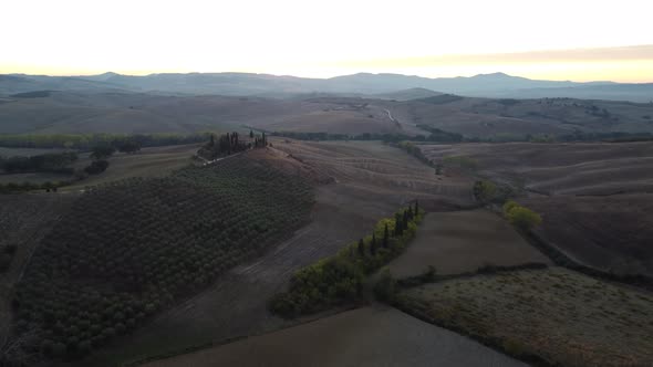 Val d'Orcia in Autumn Aerial View, Tuscany