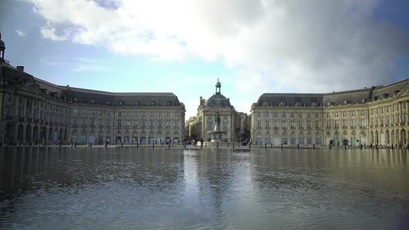 Urban Transport Crossing Beautiful Place De La Bourse Square in Bordeaux, France