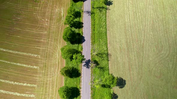 Wide-Ranging Cultivated Land And Concrete Road Pavement In The Countryside Of Warmia-Mazury Province