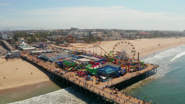 Aerial View of the Santa Monica Pier in Santa Monica LA California