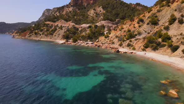 Ses Boques beach in Ibiza, Spain