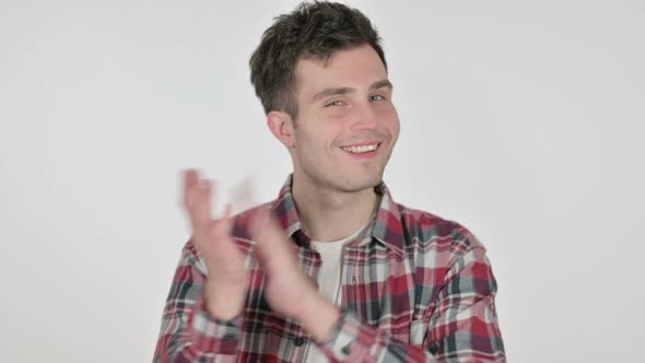 Portrait of Young Man Clapping Applauding