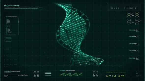 Medical diagnostic software is analyzing the DNA double helix at the laboratory alt