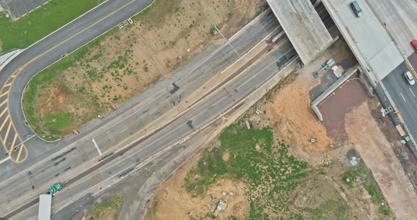 Repair Site on the Under Renovation Bridge with Road Under Construction in the US