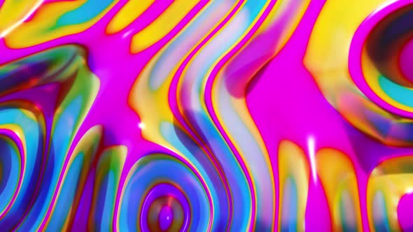 Animation of colorful cyan, magenta and yellow 3d liquid shapes waving swirling alt