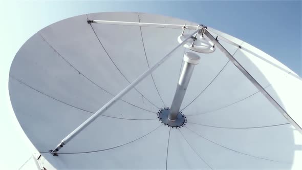 Satellite Dish on the Roof of a TV Station.