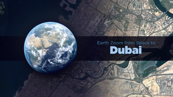Dubai (United Arab Emirates/ UAE) Earth Zoom to the City from Space