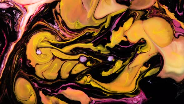 Psychedelic Patterns of Colorful Paints Mixed with Each Other