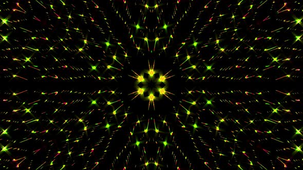 bright light that arranges subtle colorful movements with dots waves, black background alt