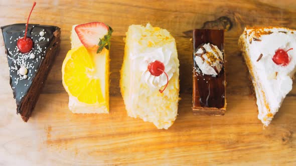 Many Slices of Cake on a Retrostyle Baking Sheet