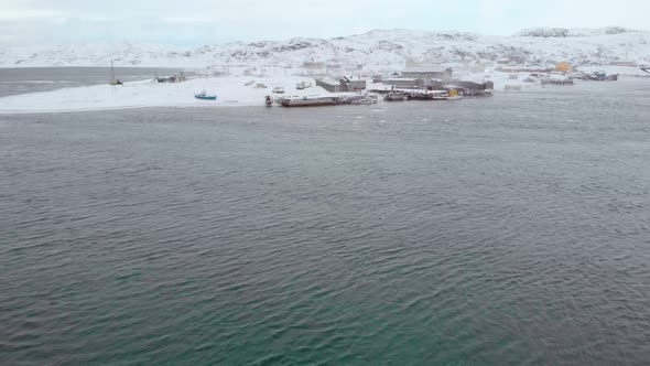 Aerial View of the Barents Sea Bay Atlantic Ocean Murmansk