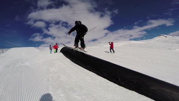 A young man skiing.