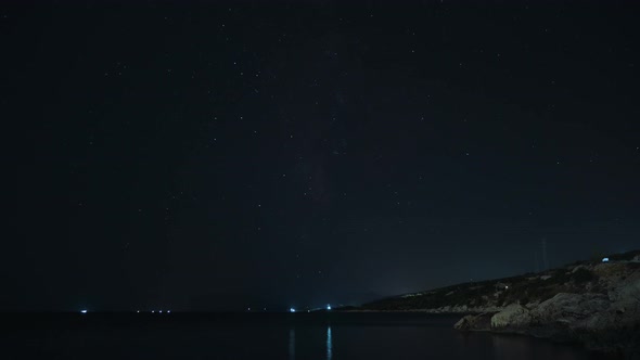 Starry Night Over Sea Coast Timelapse