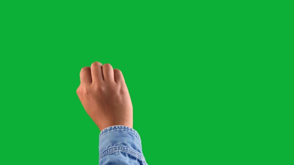 Mixed Race Deep Skin Tone Male Hand Makes a Swipe Up Gesture on Chromakey Green