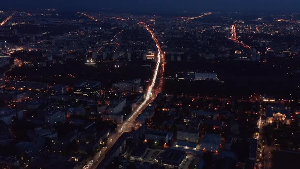 Tilt Up Footage of City at Night