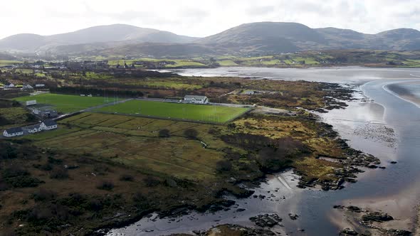 Aerial View of Football Pitch in Ardara County Donegal  Ireland