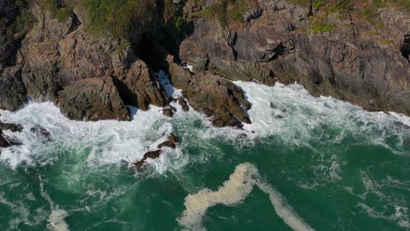 Aerial drone fly over sea coastline