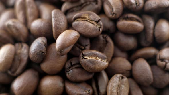 Top View  Coffee Beans Roasted Rotating