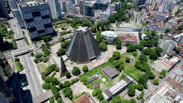 Aerial view of Metropolitan Cathedral of Rio de Janeiro Brazil.