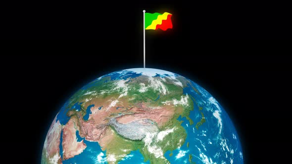 Congo Flying Flag On The 3d Rotated Planet Earth