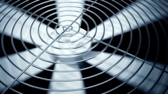 Closeup animation of air conditioning fan endless spinning around. Loopable. HD