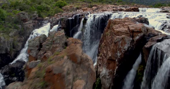 4K Drone Aerial Tracking over Amber Treur Falls, Just up stream from the well known Bourke´s Pothole