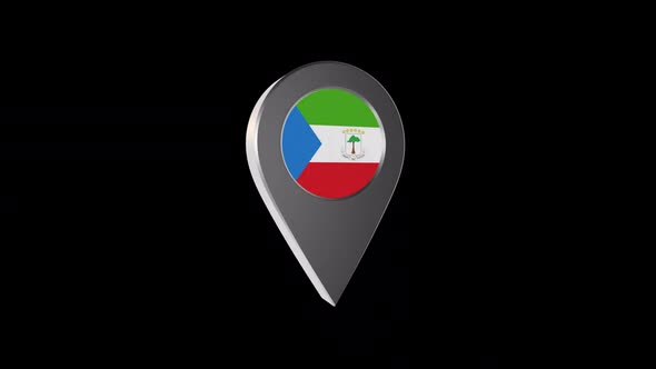 3d Animation Map Navigation Pointer With Equatorial Guinea Flag With Alpha Channel - 2K