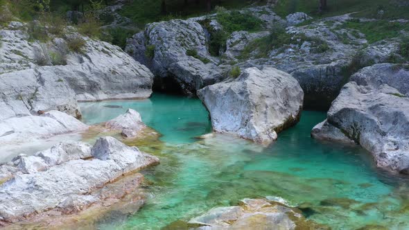 Flight above River in the Triglav National Park