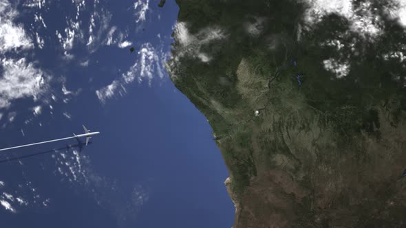 Route of a Commercial Plane Flying To Kinshasa alt