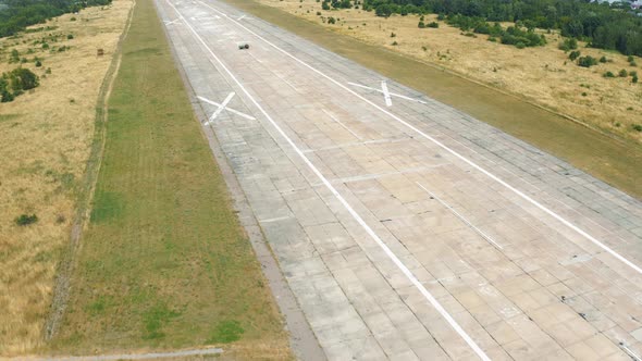 Fly Over Abandoned Airport Runway