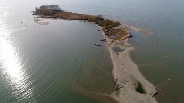 sandy island on the river