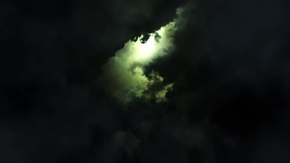 Flying Inside A Storm With Clouds And Lightnings Seamless Loop